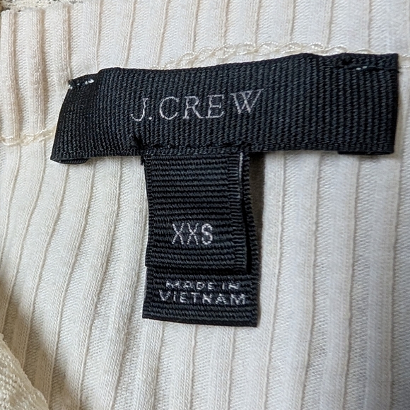 J Crew Womens Cream Lace Trim Rib Cami Tank XXS Stretch Elena Y2K Inspired - Picture 4 of 6